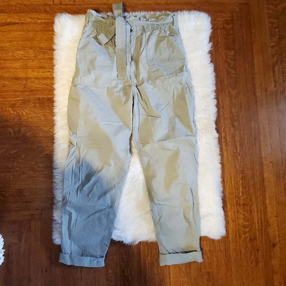 Abercrombie & Fitch Olive Green High-Waist Paperbag Pants